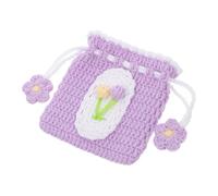 AKOOSY Drawstring Crochet Coin Purse Small Ladies Wallet Handmade Mini Tulip Knot Pouch Portable Earphone Storage Bag for Women Everyday Use