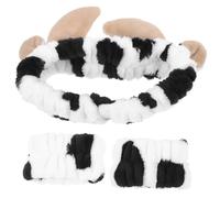 AKOOSY Elastic Cow Print Spa Headband and Wrist Bands for Women Soft Comfortable Makeup Hair Bands for Face Washing and Daily Skincare Lightweight and Reusable