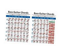 AKOOSY Electric Bass Guitar Chord Chart 4 String Paper Diagram with 72 Chords in 12 Western Keys, Beginner Resource for Practice and Performance