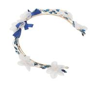 AKOOSY Elegant Blue Soft Clay Bridal Hair Accessory Headband with Crystal and Metal Details Lightweight Comfort for Wedding Day and Bridal Look