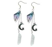 AKOOSY Fairy Wings Dragonfly Earrings with Moon Charm Minimalist Silver Dangle Earrings for Women and Teens Elegant Butterfly Birthday Wedding Party Daily Wear