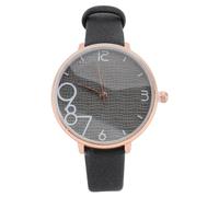 AKOOSY Fashionable Lady Quartz Watch with Adjustable Black Leather Strap Simple Classic Design Comfortable Band Elegant Wristband for Women
