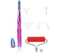 AKOOSY Gem Art Drill Pen Set with 6 Plastic Tips and Rolling Wheel, Reusable Precision Gem Painting Tool for DIY Rhinestone Art and Mosaic Craft Supplies, Purple 8pcs
