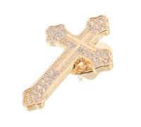 AKOOSY Golden Cross Brooch Lapel Pin for Women and Men, Brass Material with Zircon Stones, Lasting Shine and Comfortable Wearing, for Business Meetings and Special Events on Sweaters
