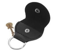 AKOOSY Guitar Picks Holder Keychain Bag Black Pu Case and Antique Copper Wrench, Portable Guitar Picks Storage Organizer for Musicians and Boys and Girls