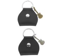 AKOOSY Guitar Picks Holder Keychain Set Black Leather Case Silver Antique Copper Guitar Pick Accessories Easy Organization Travel