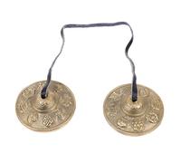 AKOOSY Handcrafted Pure Copper Yoga Cymbal Bell with Storage Bag, Meditation Chime for Mindfulness and Religious Ceremony, Eight Auspicious Symbols Design