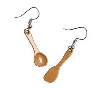 AKOOSY Handmade Spoon Shape Ear Wire Earrings Long Hanging Buckle Design Funny Creative Ear Jewelry for Women Street Photography Accessories Gift
