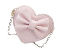 AKOOSY Heart Shape Shoulder Bag with Bowknot for Stylish Crossbody Bag for Party Shopping Travel Versatile Diagonal Purse with Practical Design Pink Fashionable Leisure Handbag