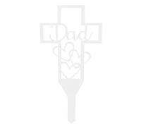 AKOOSY Iron Cemetery Decoration Stake for Yard and Pathway, Stable Display Memorial Plaque Stake, White Metal Lawn Ornament for Outdoor Ground Ornament and Tombstone Decoration