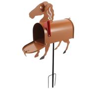 AKOOSY Iron Mailbox and Easy to Install Features Horse Shaped with Big Capacity Brown Garden Post Box Decor for Companies and Outdoor Use
