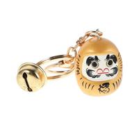 AKOOSY Japanese Daruma Doll Keychain with Small Bell, Yellow Kawaii Luck Charm Keyring for Backpack Or Purse, Japanese Good Luck Souvenir Accessory