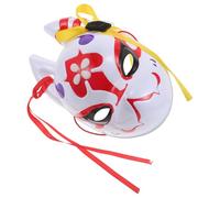 AKOOSY Japanese Fox Mask Full Face Cosplay Kit Handpainted Tamamo-no-mae Animal Mask for Halloween, Masquerade, and Festival Party Lightweight Unisex Costume Accessory
