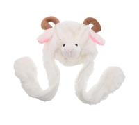 AKOOSY Kawaii Winter Warm Cap with Moving Sheep Ears, Soft Plush Beanie Hat for Cold Weather, Fuzzy Animal Ear Warmer Hat for Cute Photo Props and Cosplay