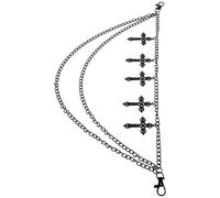 AKOOSY Layered Hollow Cross Pendant Punk Pants Chain for Women Men Multi-layered Clasp Decorative Chain Belt