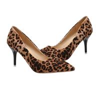 AKOOSY Leopard Print Women High Heel Pumps Pointed Toe Fashionable Single Shoes for Party Wedding Office Elegant Chic Footwear