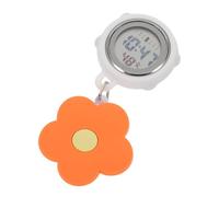AKOOSY Luminous Digital Nurse Lapel Watch with Retractable Clip Pocket Fob Watch for Women Nurses Students Paramedics Orange Floral Design Lightweight Nursing Accessories
