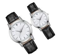 AKOOSY Luminous Lovers Watch Set 2pcs Unisex Couple Wristwatches White Dial Black Strap Night Glow Romantic Gift for Couples