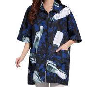 AKOOSY Machine Washable Blue Hairstylist Work Clothes for Barbershop Assistants and Hair Stylists, Economic Cloth Smock Suitable for Hairdressing Process and Salon Use