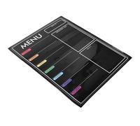 AKOOSY Magnetic Dry Erase Menu Board for Kitchen Fridge, Black Pet Material with Multiple Parts, Attaches to Refrigerator for Weekly Menu Planning and Home Organisation
