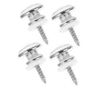 AKOOSY Metal Guitar Strap Locks with Screws Non-slip Retainer Buttons for Electric Acoustic Bass Ukulele Quick-release Replacement Studs Silver Compatible with Various Straps