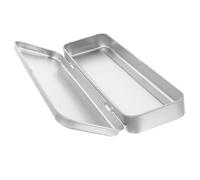 AKOOSY Metal Pencil Case for School Use Single-Layer Rectangular Iron Pencil Box in Silver Sturdy Tin Box for Boys and Girls and Students
