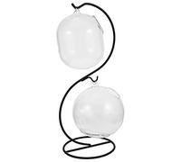 AKOOSY Multi Function Glass Hydroponic Vase with Iron Rack Round Fish Bowl Medium Winter Melon Shape Creative Desktop Aquarium Tank for Home Decoration and Table Centerpiece