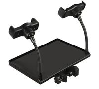 AKOOSY Multi-Functional Mic Stand Tray 20x14cm Dual Mounts and Phone Holder, Sound Card Microphone Shelf for Live Broadcast and Recording