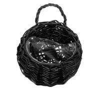 AKOOSY Natural Wicker Hanging Woven Storage Basket Small Black Wall Mounted Decorative Basket for Rustic Farmhouse Home Office Hotel Use
