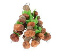AKOOSY Parrot Chew Hanging Mango Wood Nibble Plaything for Birds | Ring-buckle Hook, Pendant Design, Lightweight Enrichment, for Lovebirds and Parrots in Indoor Cages