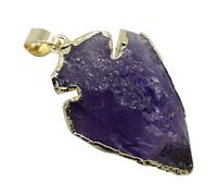 AKOOSY Pendant Necklace Charm Portable with Mini Hanging Circle Ring Design Arrowhead Shape Natural Agate Purple Stone Pendant for Women, Suitable for Keychain or Cosplay Style Costume