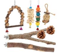 AKOOSY Perches for Bird Cages Wooden Playstand with Non-Slip Hooks, Exercise and Beak Care for Small Parrots, Includes 1 Set for Pet Carrier