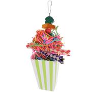 AKOOSY Pet Bird Hanging Chew for Parrots Wooden Ice Cream Snack Bucket