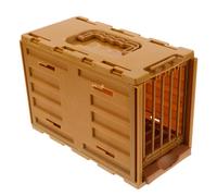 AKOOSY Portable Bird Carry Cage for Lovebirds and Small Birds, Lightweight Plastic Travel Carrier with Integrated Feeding Box, Suitable for Daily Commutes and Long Trips, Brown Indoor
