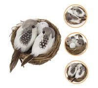 AKOOSY Realistic Artificial Bird Nest with Bird Statue Garden Decor Ornament Charming Simulation Nest for Home and Outdoor Rustic Display