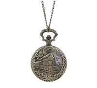 AKOOSY Retro Hollow Train Pocket Watch Quartz Zinc Alloy Sturdy Chain