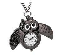 AKOOSY Retro Owl Shape Pocket Watch in Black with Quartz Movement and Alloy Case, Easy Time Viewing and Lovely Decorative Design, for Daily Use Or