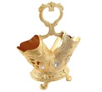 AKOOSY Retro Style Household Cutlery Holder with 2-grid Gold Utensil Crock, Decorative Chopstick and Fork Spoon Organizer for Kitchen and Dining Table Storage