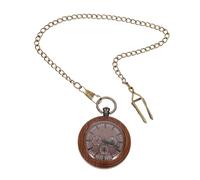 AKOOSY Retro Style Wooden Pocket Watch with Chain, Glass Cover, Portable Decorative Hanging Watch for Men, for Daily Use and Attending A Party, Featuring Time Viewing and Decorative