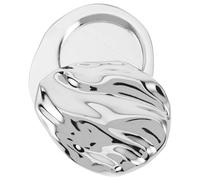 AKOOSY Reusable Empty Makeup Pots with Seashell Shape and Shiny Silver Finish, Scratch-Resistant Metal and Glass Lip Balm Sliding Tin, for DIY Fragrance and On-the-go Use