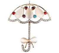AKOOSY Rhinestone Umbrella Brooch Pin for Women Metal Lapel Pin Decoration Colorful Cats Eye Stone Accent Birthday and Christmas Random Color