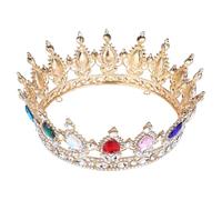 AKOOSY Rhinestone Wedding Crown Headdress for Bride, Baroque Teardrop Crystal Bridal Tiara Gold Base and Mixed White Stones, Bridal Hair Accessory for Wedding and Photoshoot