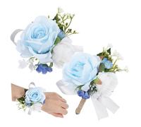 AKOOSY Romantic Artificial Rose Corsage with Elastic Wristband and Pin Back Versatile Floral Wristlet and Boutonniere for Weddings Proms Formal Events Comfortable Secure Fit for Ladies