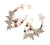 AKOOSY Rose Gold Leaf Ear Cuff Earrings Non Piercing Clip-on Fairy Jewelry for Women and Teen Girls Handmade Vintage Style Ear Wrap