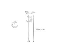 AKOOSY Silver Asymmetric Ear Dangler Earrings with Moon Star Design Lightweight Sterling Silver Ear Drops for Women Pearl Tassel Danglers for Party and Daily Wear