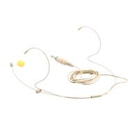 AKOOSY Single Earhook Microphone Headset with 3.5mm Wire, Beige Wired Audio Earphone for Presenters Performers Customer Service, Condenser Mic Adapter for Public Speaking and Live Events