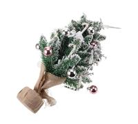 AKOOSY Small Flocked Christmas Tree Silver Artificial Xmas Tabletop Decor for Office Home Desk Space Saving Mini Holiday Figurine with Realistic Snowy Effect No Assembly Needed