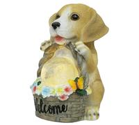 AKOOSY Solar Resin Garden Dog Statue Solar Night Light Outdoor Decoration Weather Resistant Landscape Ornament for Patio Gift