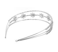 AKOOSY Sparkling Zircon Bridal Wedding Headband for Women, Lightweight Three-layer Copper Zircon Crown with Dazzling Rhinestones, Elegant and Luxurious Hair Accessory for Weddings