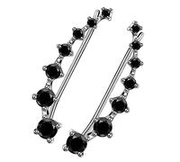AKOOSY Sparkly Zircon Ear Hook Earrings Black Cuff Jewelry with Seven Zircon Stones Elegant Minimalist Design for Women Fashionable Non Pierced Ear Crawler Accessory